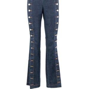 DOLCE & GABBANA Sz 32 Jean Button Side  Seam Embellishment Wiskering Flare Jeans